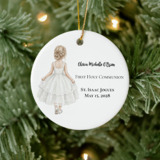 Personalized Girls First Holy Communion  Julgransprydnad Keramik