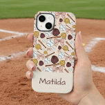 Personalized Girly Baseball Bow Pattern Phone Case<br><div class="desc">Add a fun sporty charm to your phone with this baseball-themed pattern featuring bats,  gloves,  caps,  and pink bows! Perfect for baseball fans who love a feminine and playful vibe. Great for team moms,  players,  or anyone who enjoys a cute sporty look.</div>