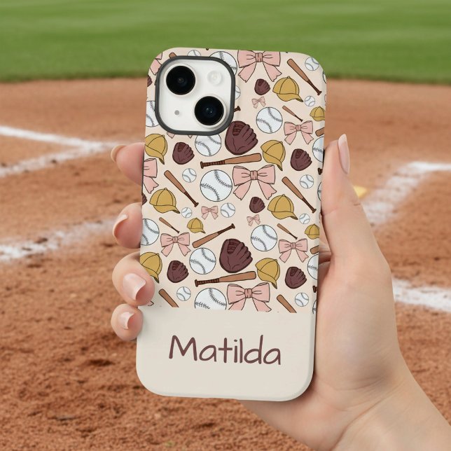 Personalized Girly Baseball Bow Pattern Phone Case (Skapare uppladdad)