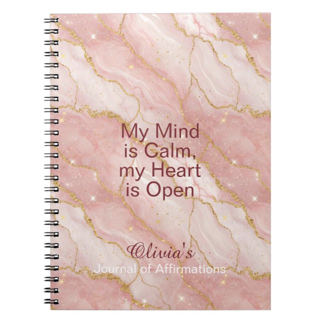 Personalized Glitter Positive Quotes Journal Anteckningsbok (Framsidan)