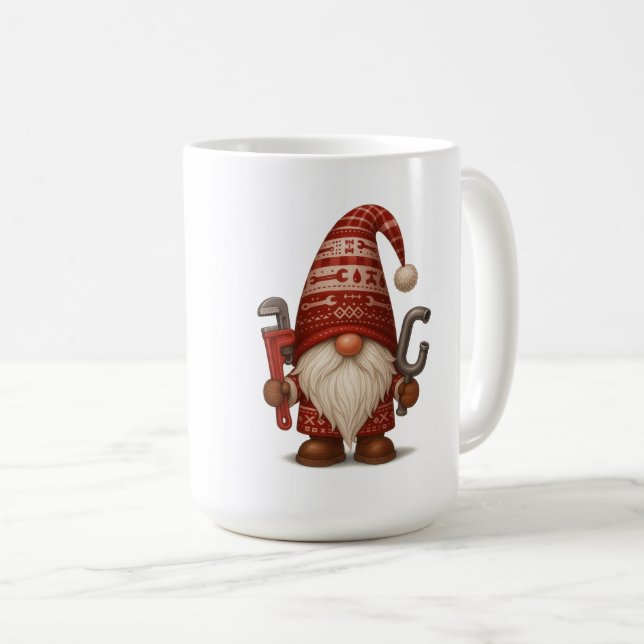 Personalized Gnome Plumber/Handyman Christmas Kaffemugg (Framsida höger)