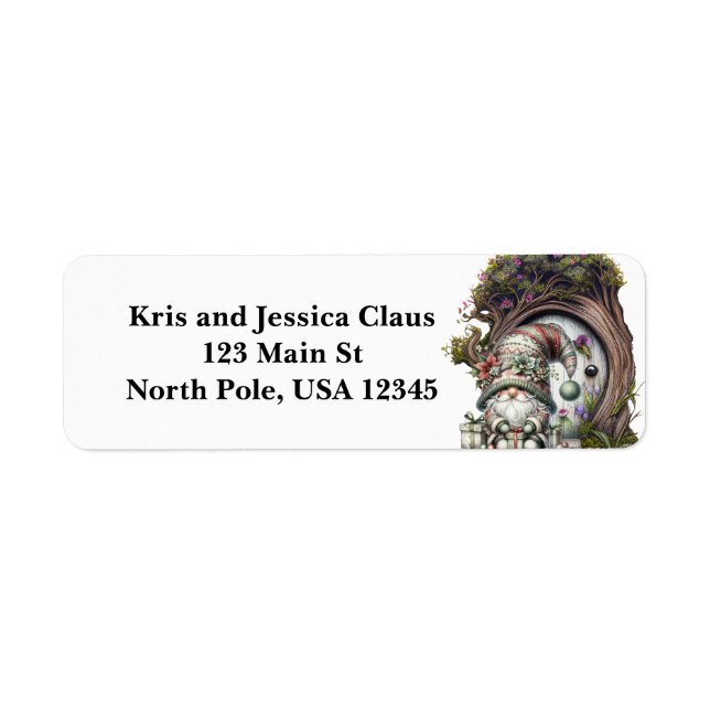 Personalized Gnome Return Address Labels Returadress Etikett (Framsidan)
