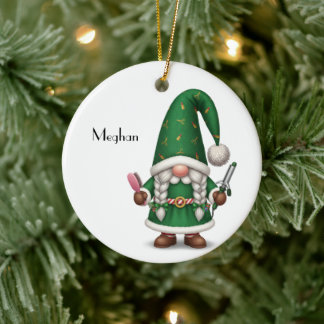Personalized Gnome Xmas for Hairdresser Julgransprydnad Keramik