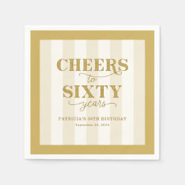 Personalized Gold 60th Birthday Party Paper Napkin Pappersservett