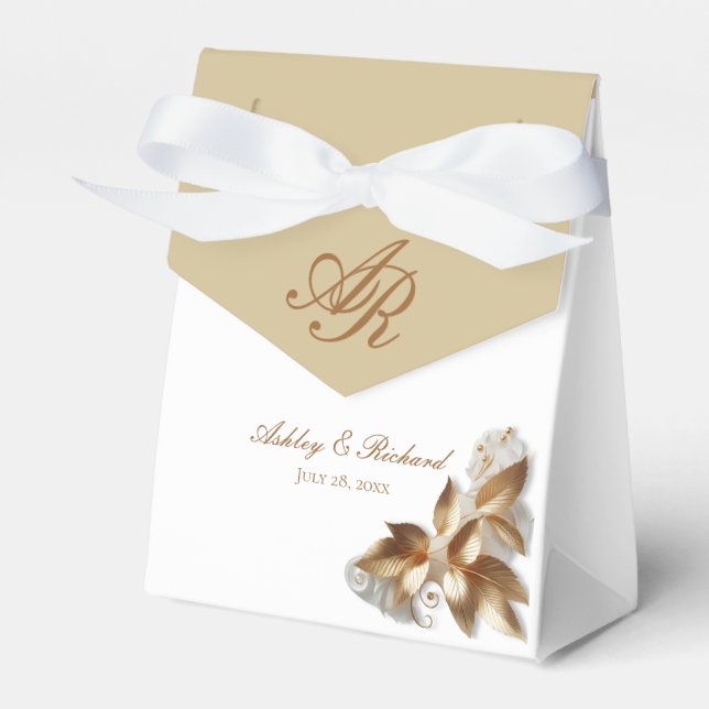 Personalized Gold Botanical Wedding Presentaskar (Framsidan Sidan)
