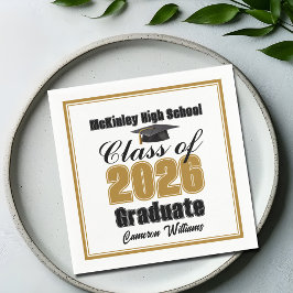 Personalized Gold Class of 2026 Graduation Party Pappersservett