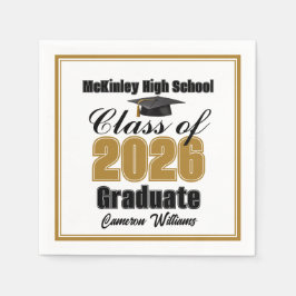 Personalized Gold Class of 2026 Graduation Party Pappersservett