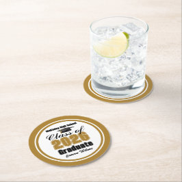 Personalized Gold Class of 2026 Graduation Party Underlägg Papper Rund