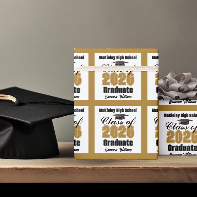 Personalized Gold Class of 2026 Graduation Presentpapper (Skapare uppladdad)