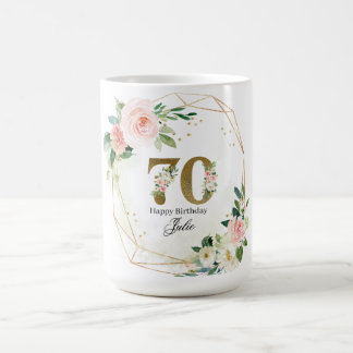Personalized Gold & Floral Custom 70th Kaffemugg