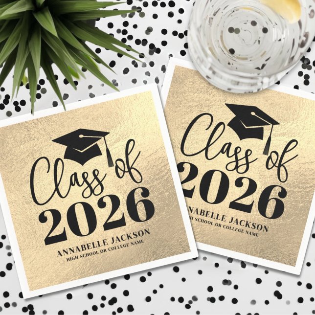 Personalized Gold Graduation Pappersservett (Personalized Gold Graduation Napkins)