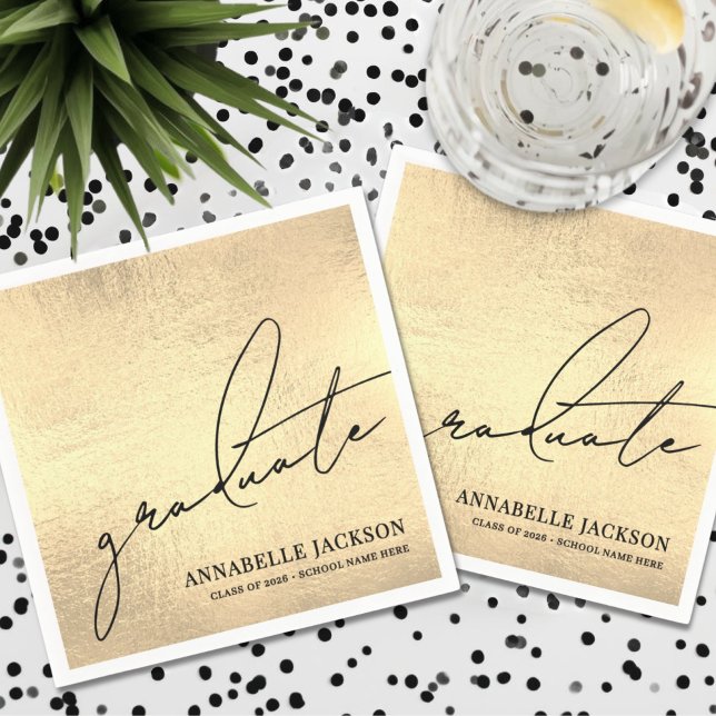 Personalized Gold Graduation Pappersservett (Personalized Gold Graduation Napkins)