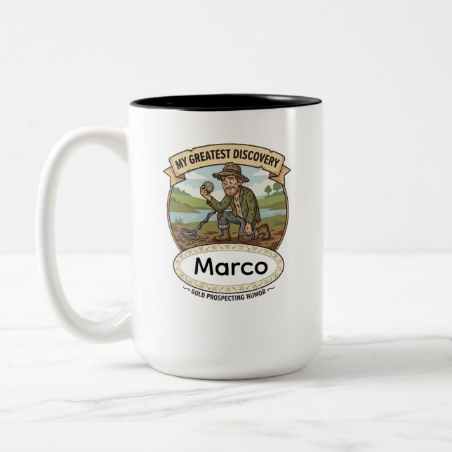 Personalized Gold Hunter Gift - Custom Name Metal  Två-Tonad Mugg (Vänster)
