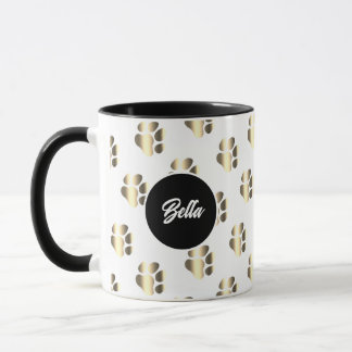 Personalized gold paws pattern pet lovers mugg