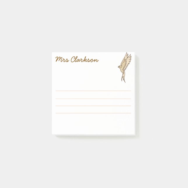 Personalized Gold Swallow for Homeschool parents Post-it Block (Framsida)