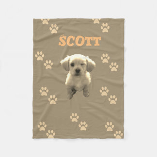 personalized golden dog blanket with custom name fleecefilt