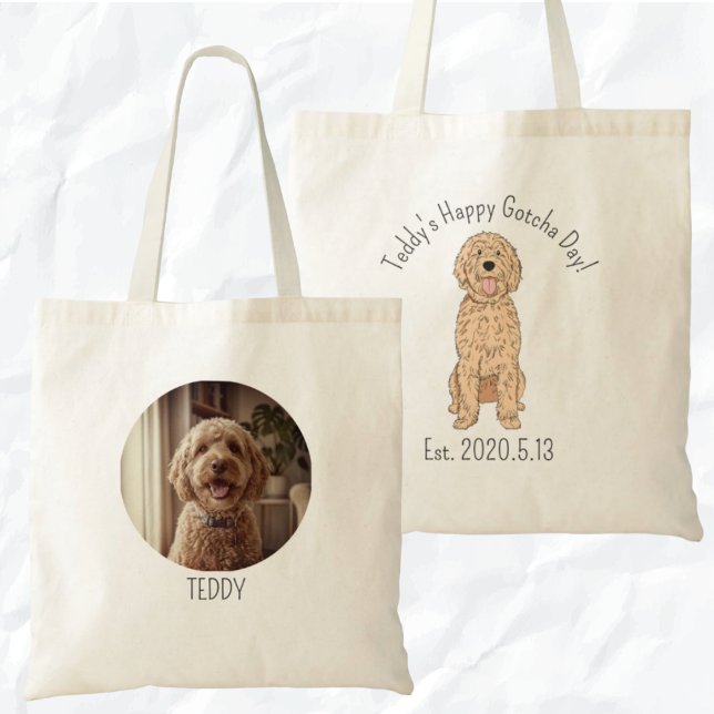 Personalized Golden Doodle Happy Gotcha Day Tygkasse (Skapare uppladdad)