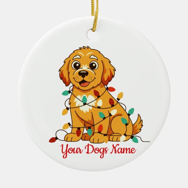 Personalized Golden Retriever Christmas Ornament (Framsidan)