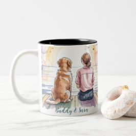 Personalized Golden Retriever Mom Mug - Custom Två-Tonad Mugg