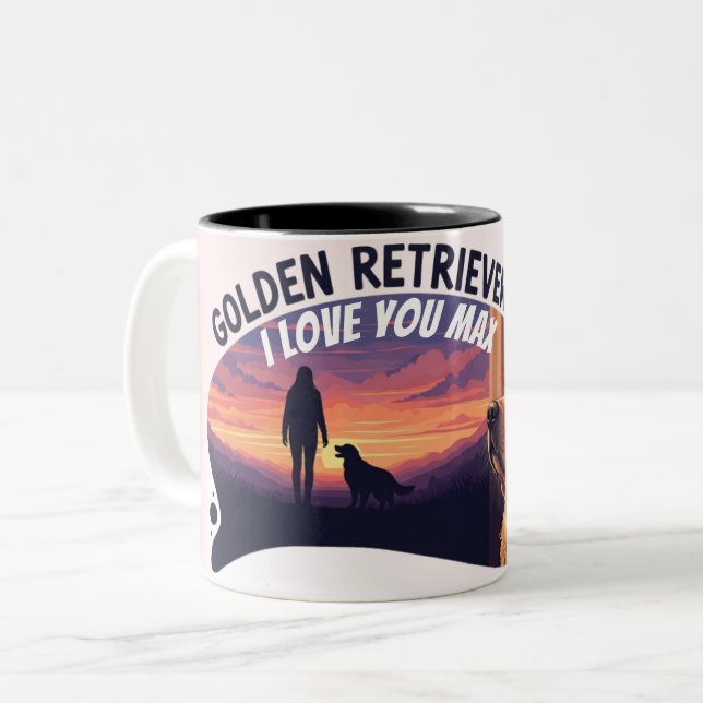 Personalized Golden Retriever Mom Mug - Custom Två-Tonad Mugg (Framsida vänster)