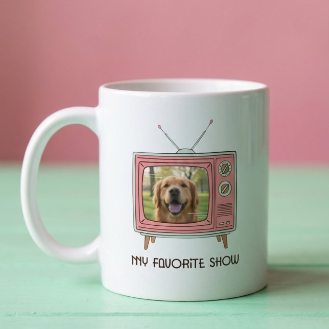 Personalized Golden Retriever Photo Retro TV Kaffemugg (Skapare uppladdad)