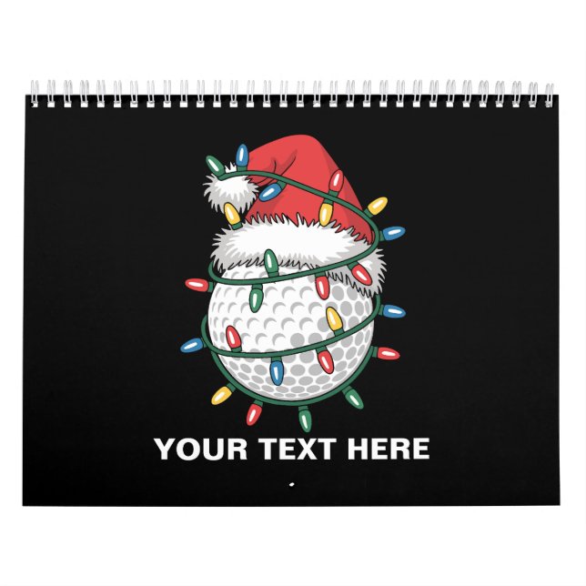 Personalized Golf Ball Santa Hat Christmas Lights Kalender (Omslag)
