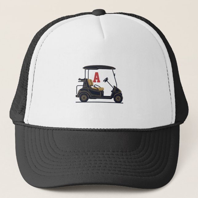 Personalized Golf Cart Monogram Trucker Hat Keps (Framsida)