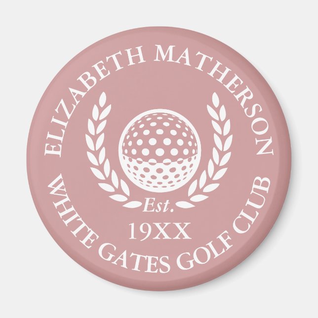 Personalized Golf Club Name Dusty Rose Pink Magnet (Framsidan)