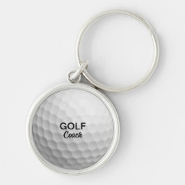 Personalized Golf Coach Rund Silverfärgad Nyckelring