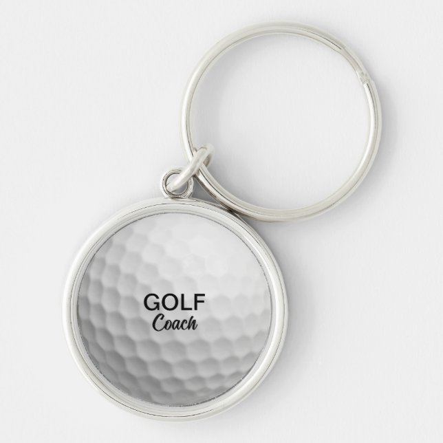 Personalized Golf Coach Rund Silverfärgad Nyckelring (Framsidan)