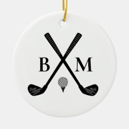 Personalized Golfer Classic Golf Club Monogram Julgransprydnad Keramik