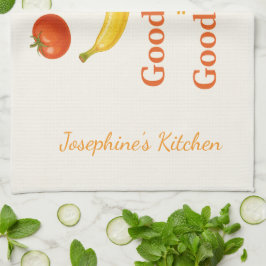 Personalized Good Food Good Mood Cute Food Smile  Kökshandduk