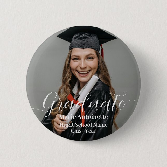Personalized Graduate Photo Elegant Graduation  Knapp (Framsida)