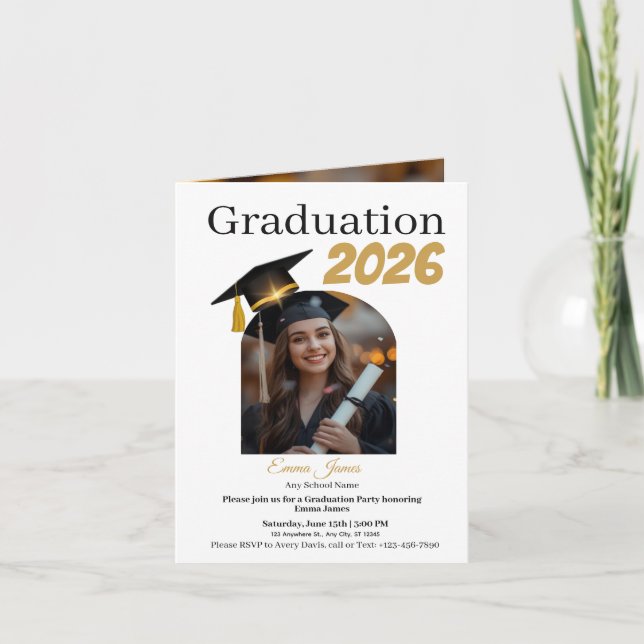 Personalized Graduation Party Photo Invitation Car Helgkort (Framsida)