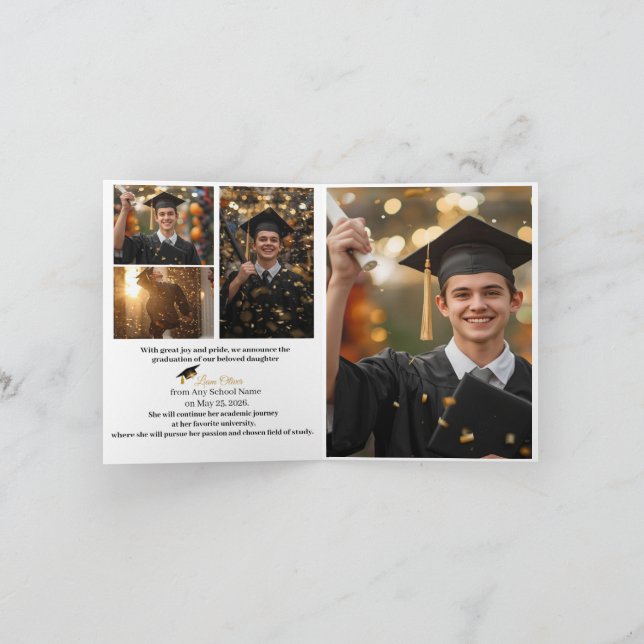Personalized Graduation Party Photo Invitation  Helgkort (Inuti)
