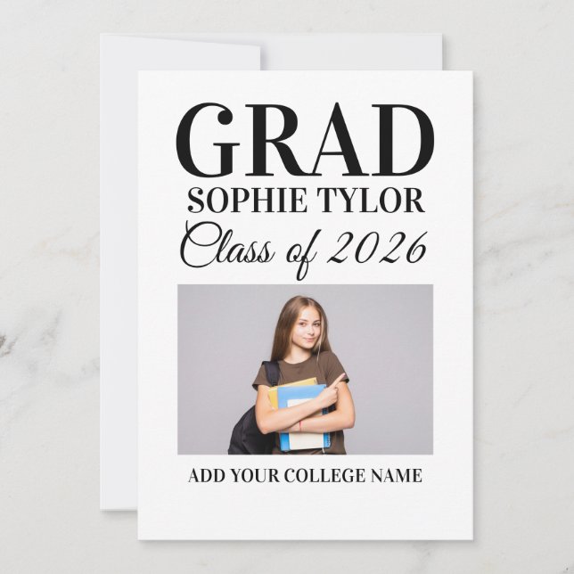 Personalized Graduation Party Photo Invitation Inbjudningar (Framsida)