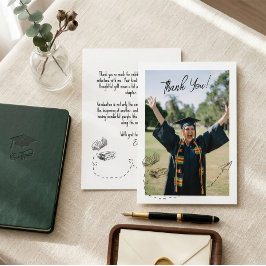 Personalized Graduation Thank You Card with Photo Tack Kort