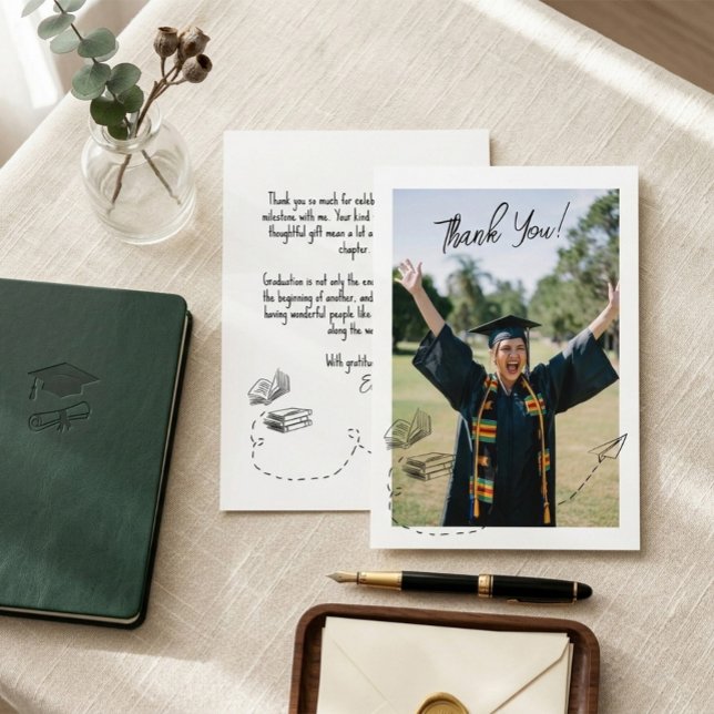 Personalized Graduation Thank You Card with Photo Tack Kort (Skapare uppladdad)
