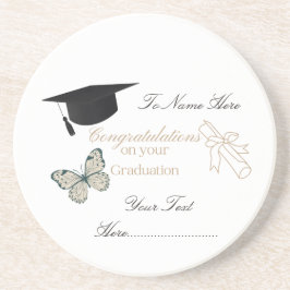 Personalized Graduation with Butterflies and Hat Underlägg