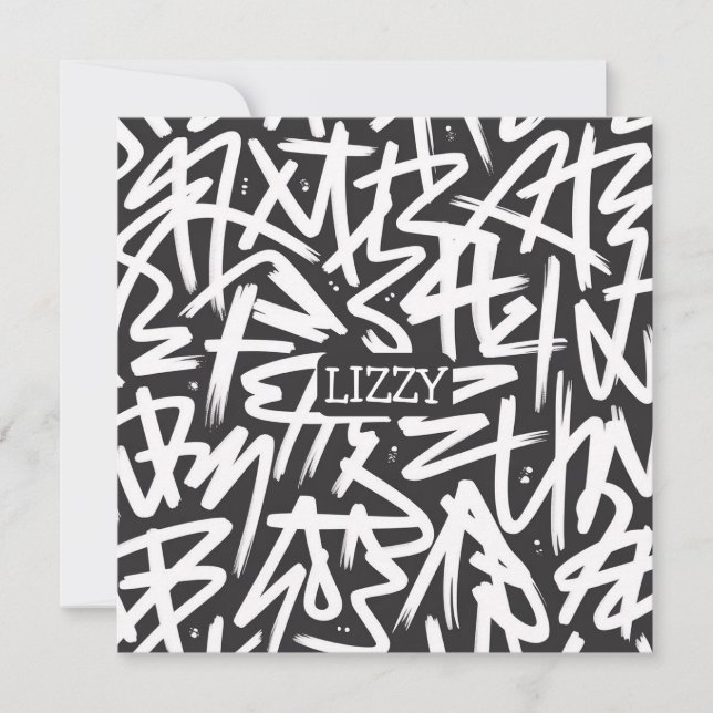 Personalized Graffiti Name Pattern — Custom Urban Inbjudningar (Framsida)