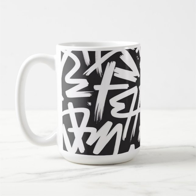 Personalized Graffiti Name Pattern — Custom Urban Kaffemugg (Vänster)