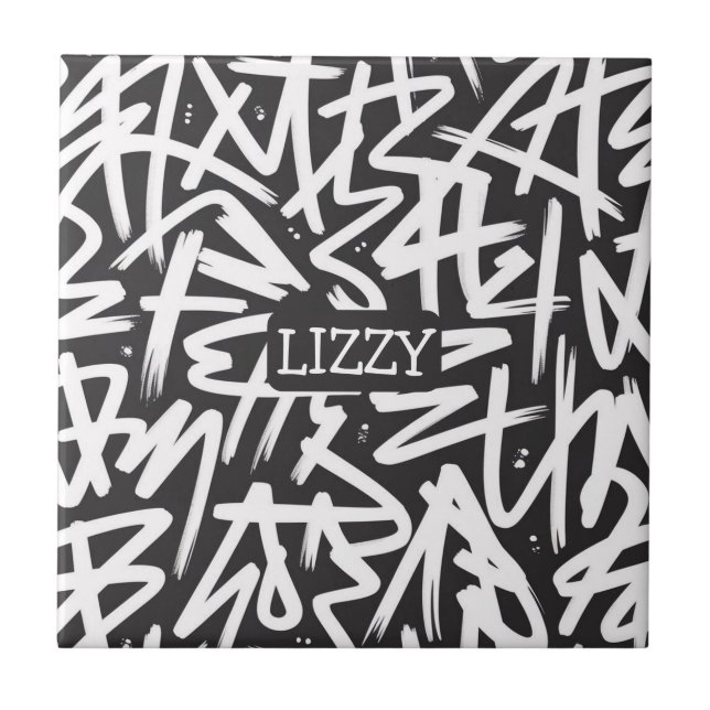 Personalized Graffiti Name Pattern — Custom Urban Kakelplatta (Framsidan)