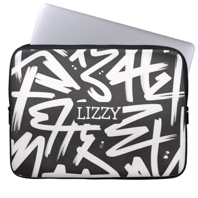 Personalized Graffiti Name Pattern — Custom Urban Laptop Fodral (Framsidan)