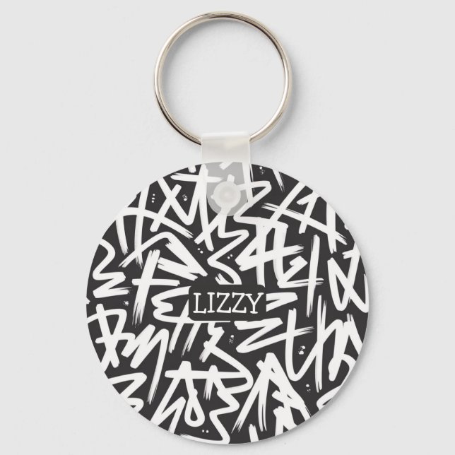 Personalized Graffiti Name Pattern — Custom Urban Nyckelring (Framsida)