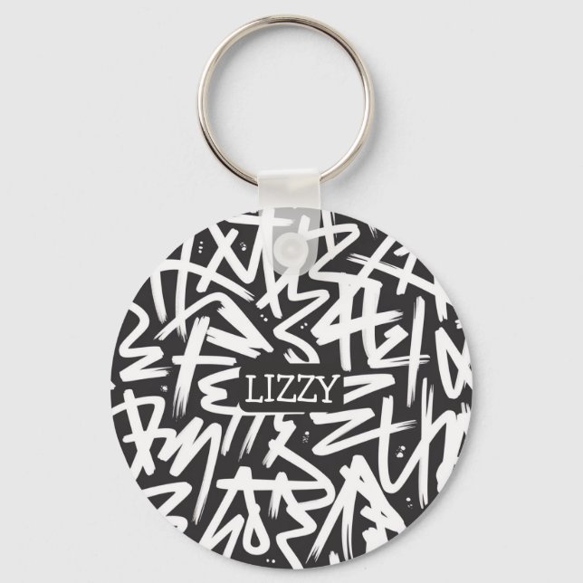 Personalized Graffiti Name Pattern — Custom Urban Nyckelring (Framsida)