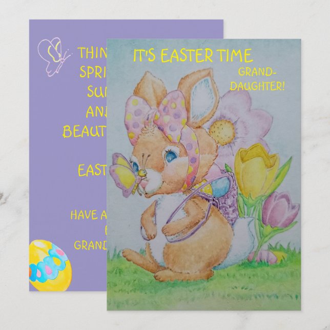 Personalized Granddaughter's Easter Greeting Card  Julkort (Fram/baksida)