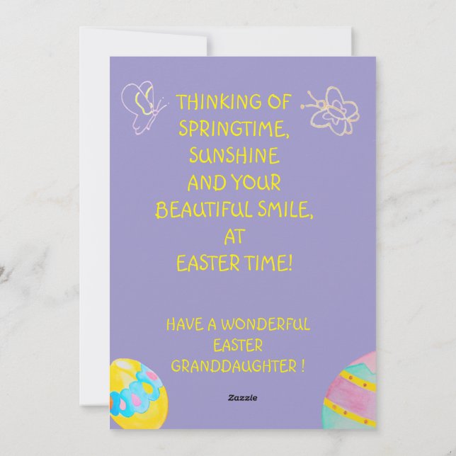Personalized Granddaughter's Easter Greeting Card  Julkort (Baksida)