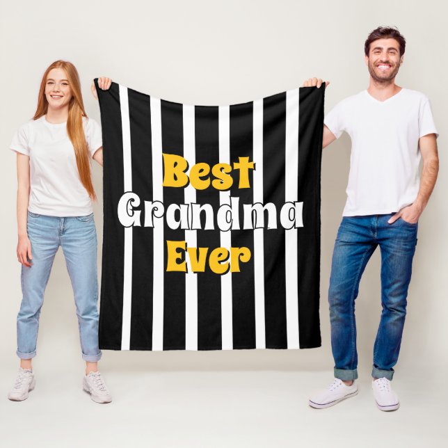 Personalized grandma black &white stripes fleecefilt (På plats)