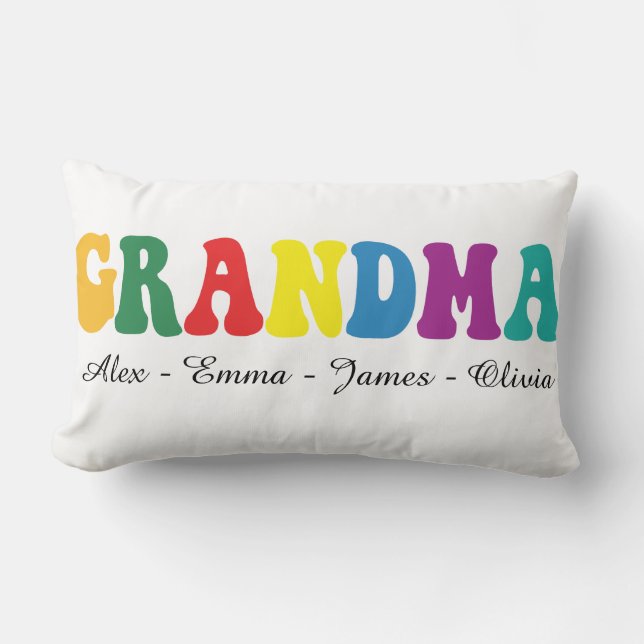 Personalized Grandma Gift with Grandkids’ Names Lumbarkudde (Framsida)