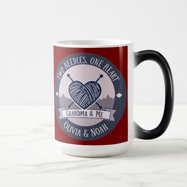 Personalized Grandma & Me Knitting  Magisk Mugg (Höger)